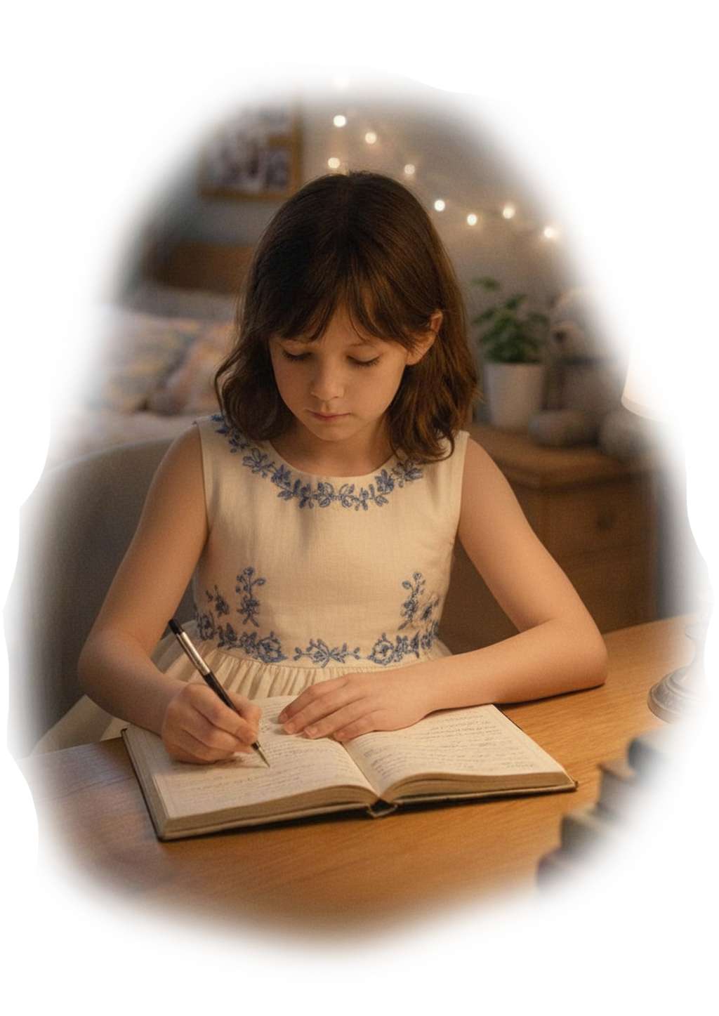 10 years old Lizzy Harper writing in her journal. ORIGIN Children of Sol